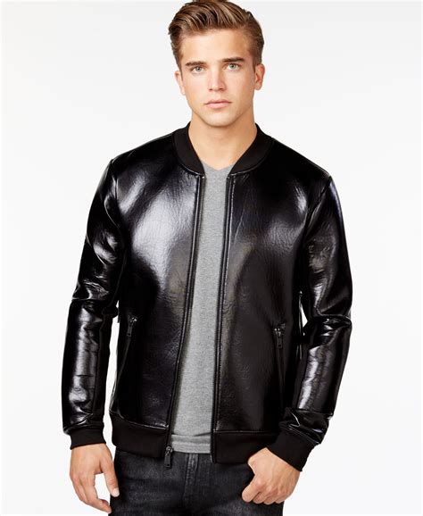 guess leather jacket men's macy's.